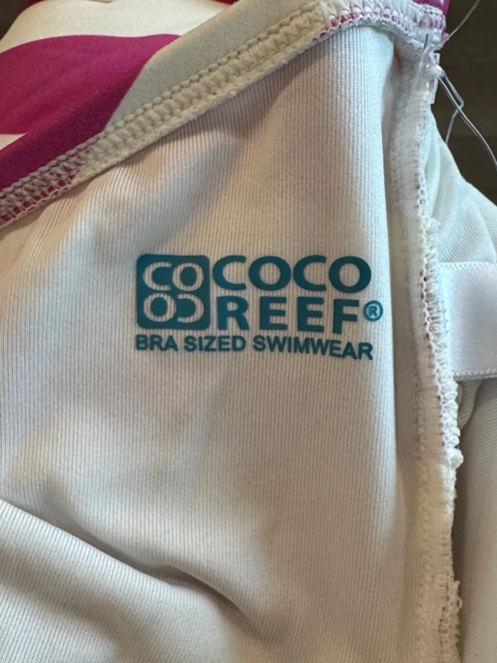 Coco Reef Pink and Cream Striped Strapless One-Piece Swimsuit - Picture 9 of 9
